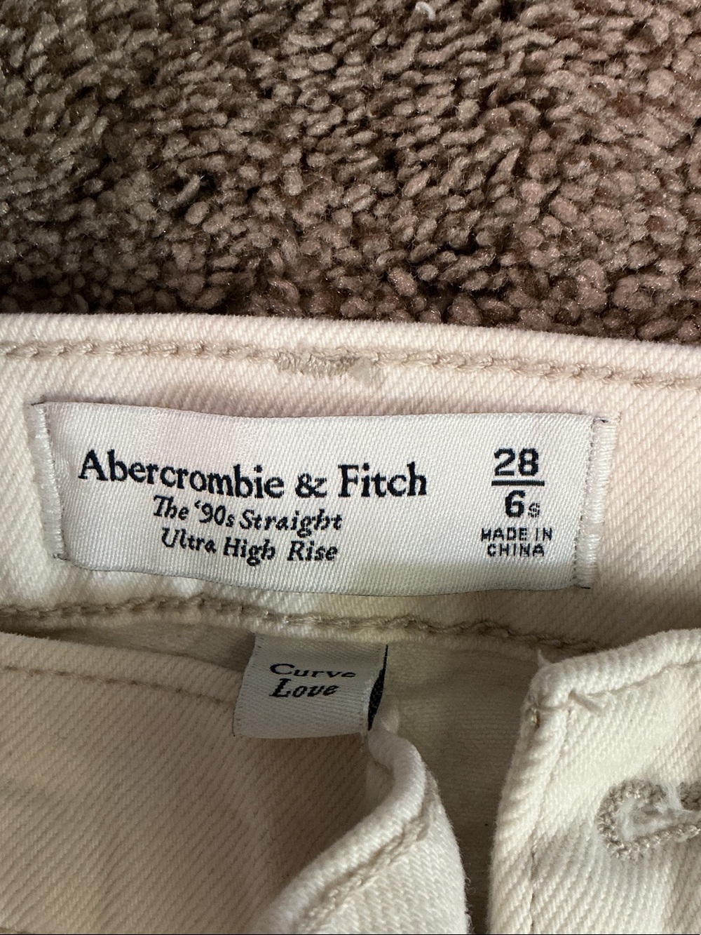 Abercrombie & Fitch Cream High-Rise '90s Straight Jeans